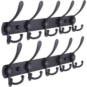 Coat Rack Wall Mounted -5 Tri Hooks,Heavy Duty, Stainless Steel, Metal Coat Hook